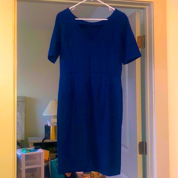 LOFT Blue Midi Dress with Classic Silhouette - Picture 3 of 5
